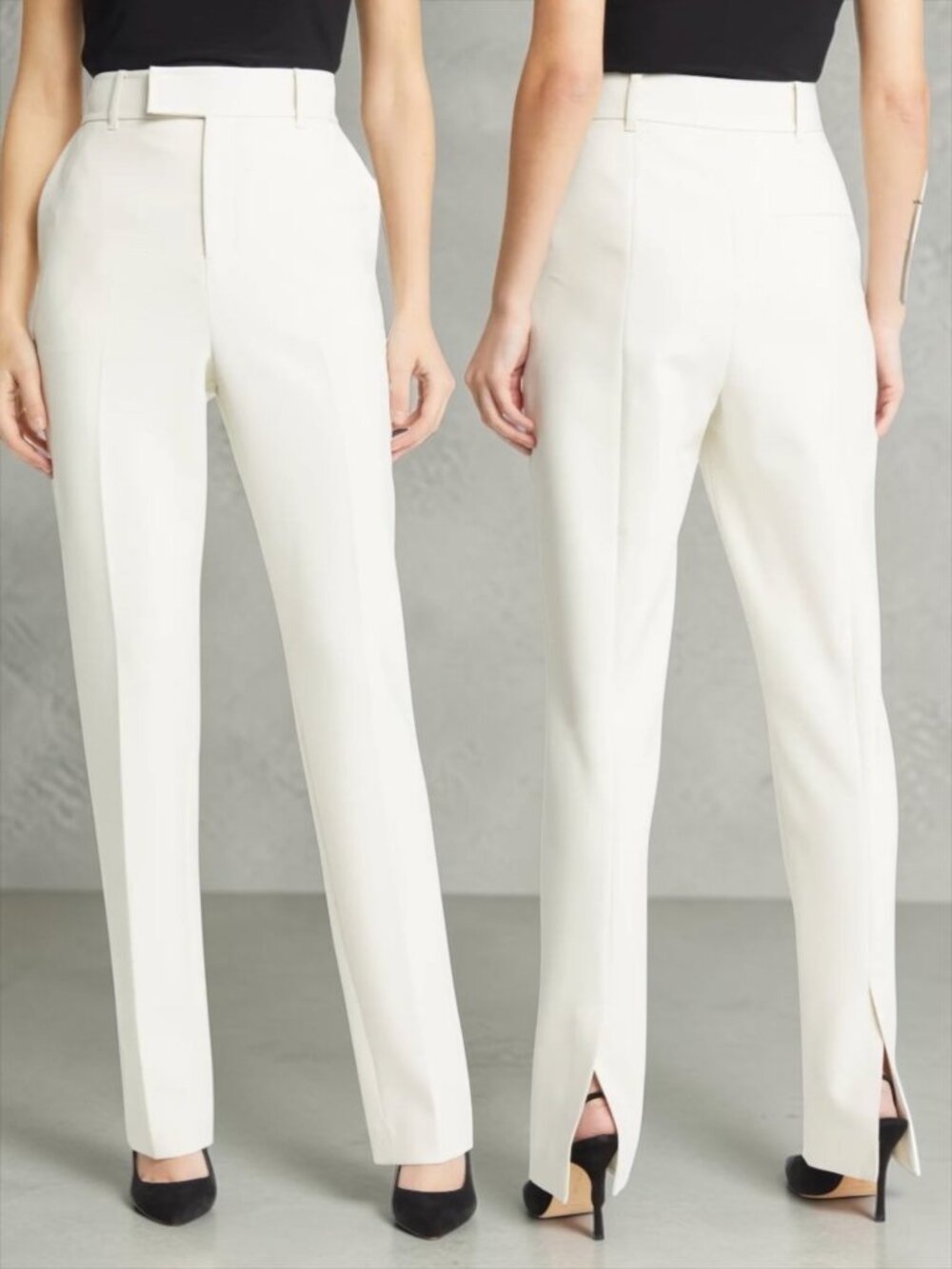 Ted Baker Amberot Slit Back Hem Slim Trousers Ted/4 US/10 Cream Flood Length